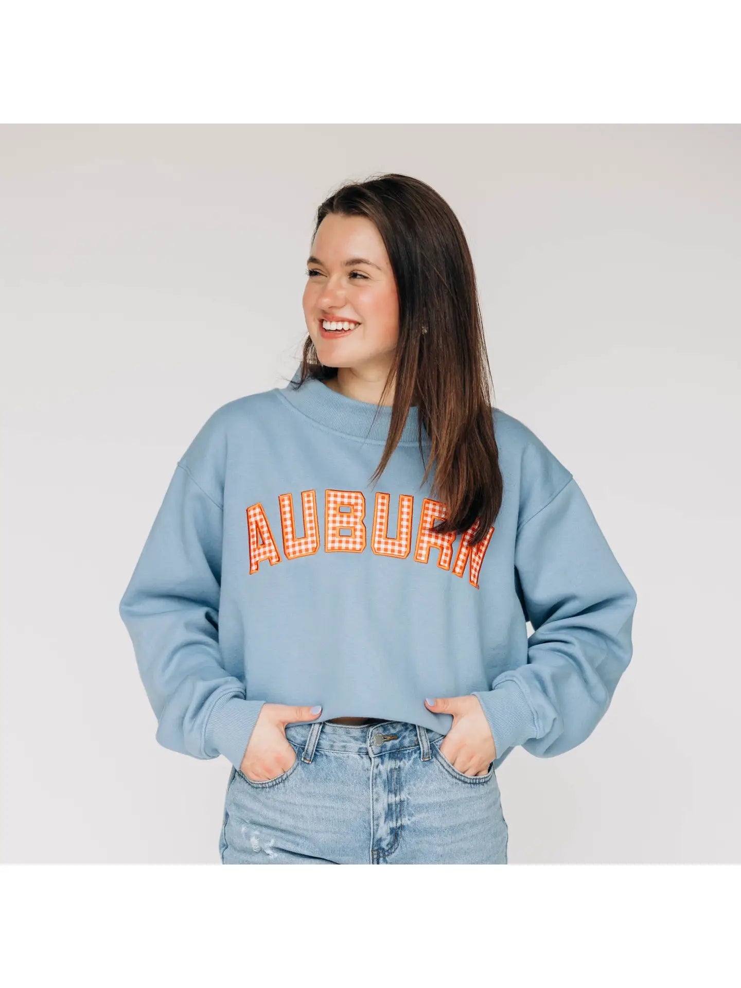 Mockneck Auburn Gingham | Denim