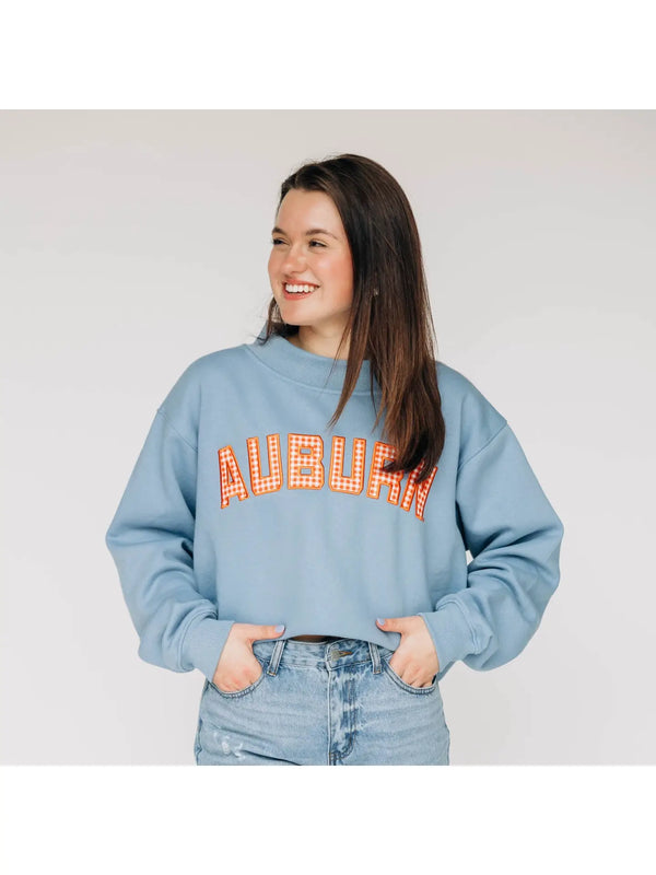 Mockneck Auburn Gingham | Denim