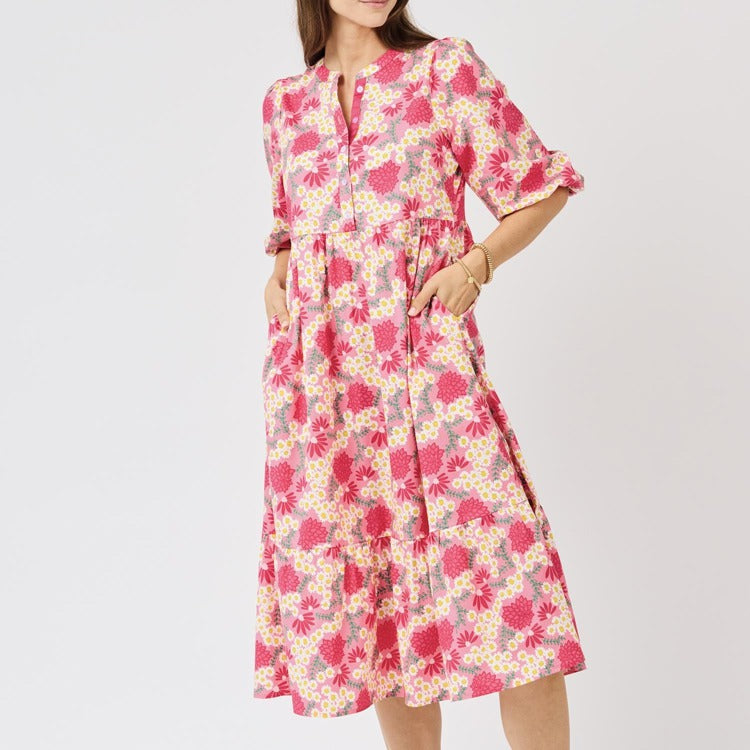 Mary Square Riley Daisy Chain Dress In Pink
