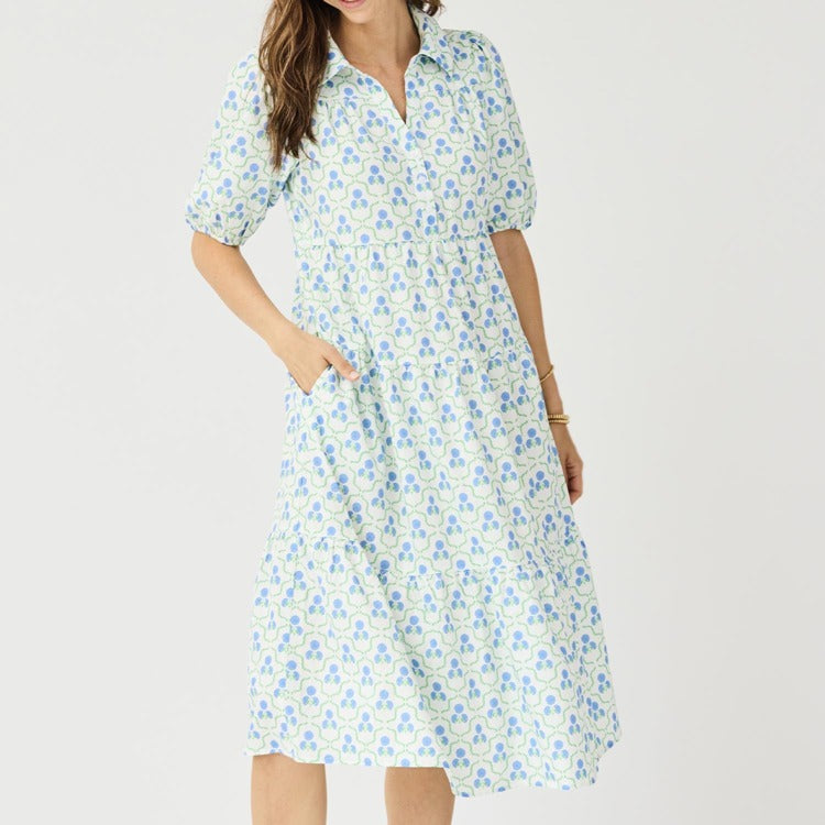 Mary Square Eloise Sweetbriar Lattice Dress in Blue