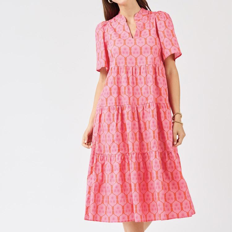 Mary Square Ivy Rosette Charm Dress In Pink