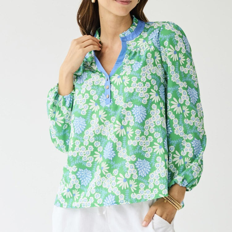 Mary Square Gianna Daisy Chain Top In Green