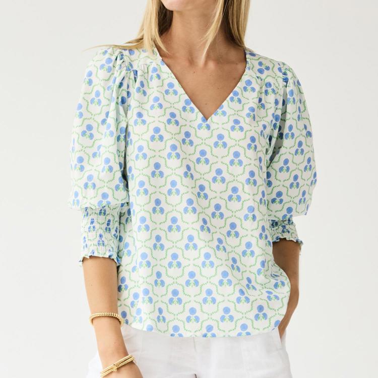 Mary Square Ashlyn Sweetbriar Lattice Top In Blue