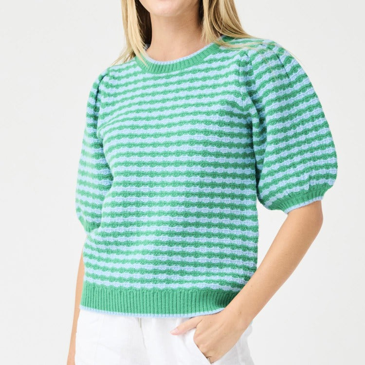 Mary Square Abigail Sweater In Blue Green