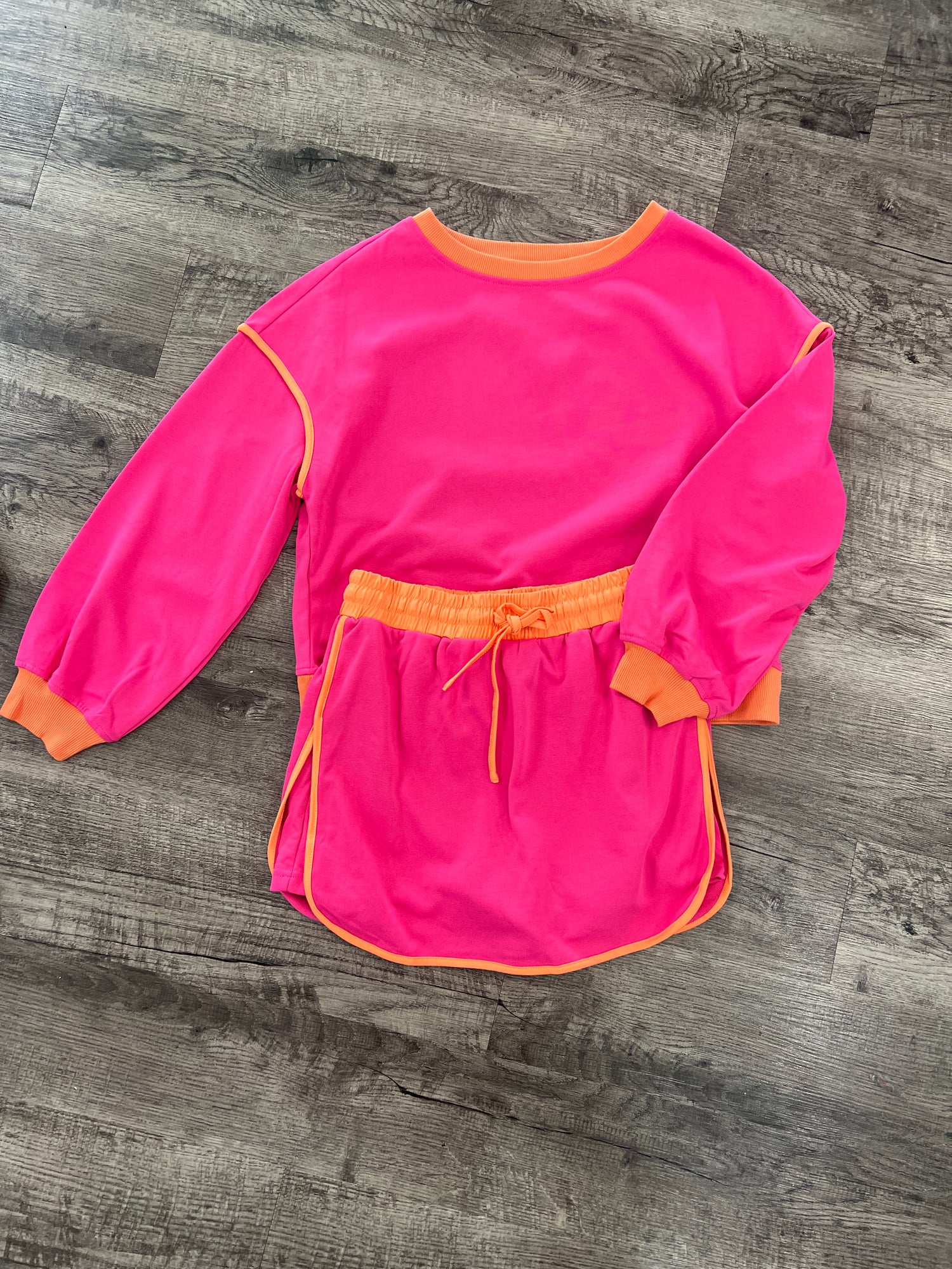 Barefoot Long Sleeve Skirt Set In Hot Pink