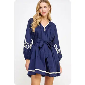 Strut & Bolt- Braid Trim Voile Mini Dress