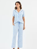 Mary Square- Women's Charlotte Pants Set | Meadow Line Blue Stripe