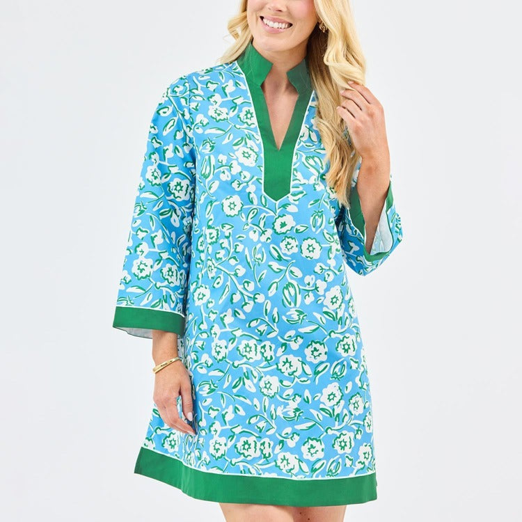 Mary Square Brenda Meadow Line Dress In Blue