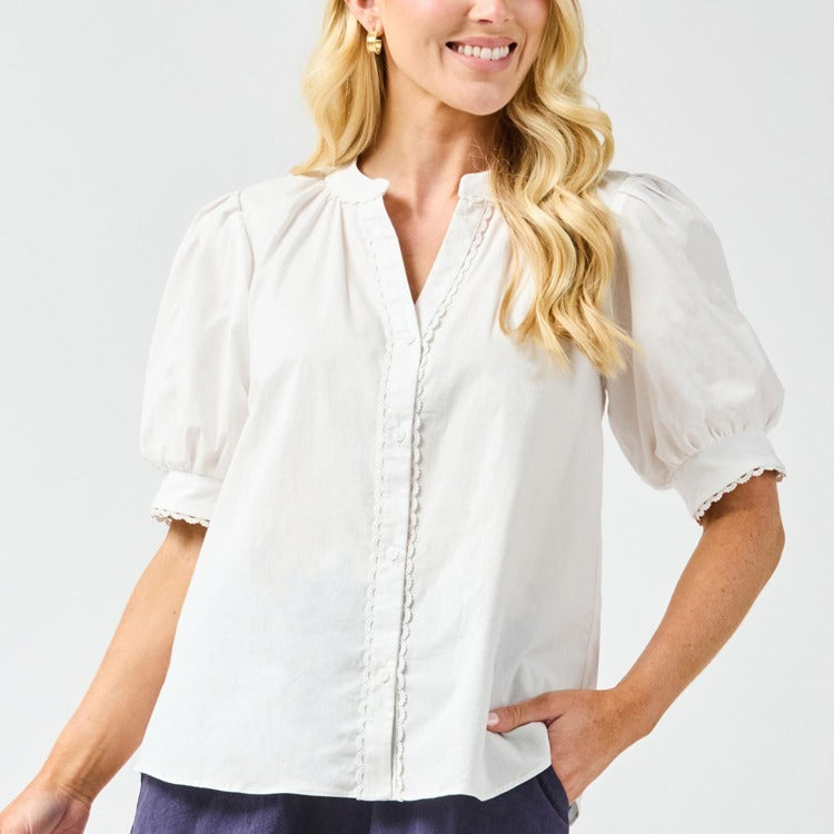Mary Square Elaine Top In White