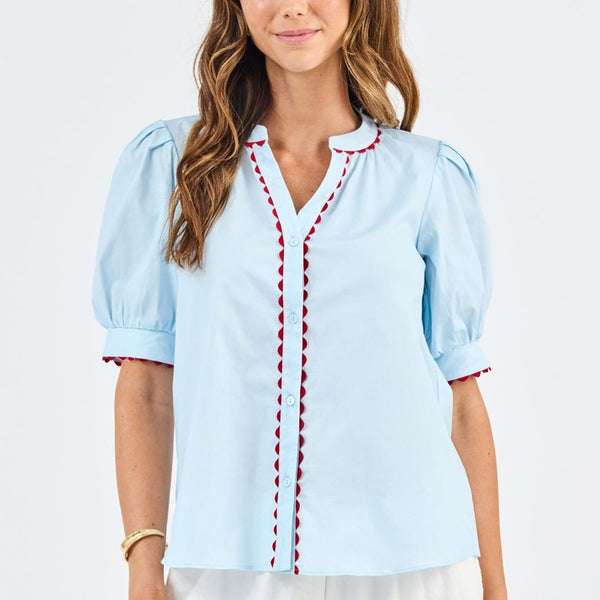 Mary Square Elaine Top In Light Blue