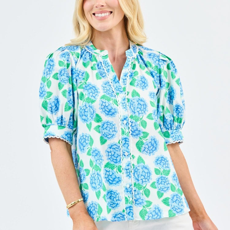 Mary Square Elaine Summerfair Top In Blue