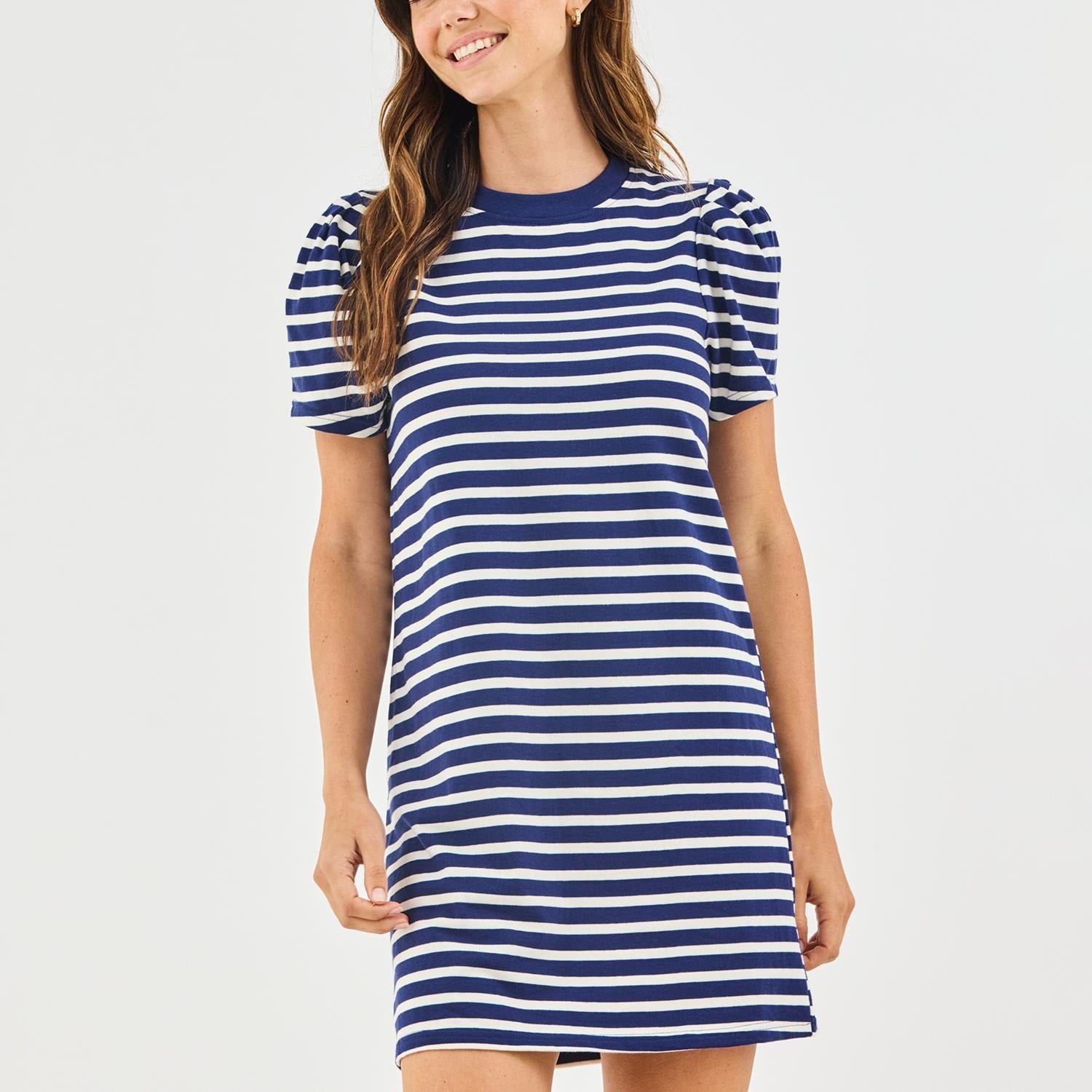 Mary Square Carolina T Shirt Dress In Navy / White