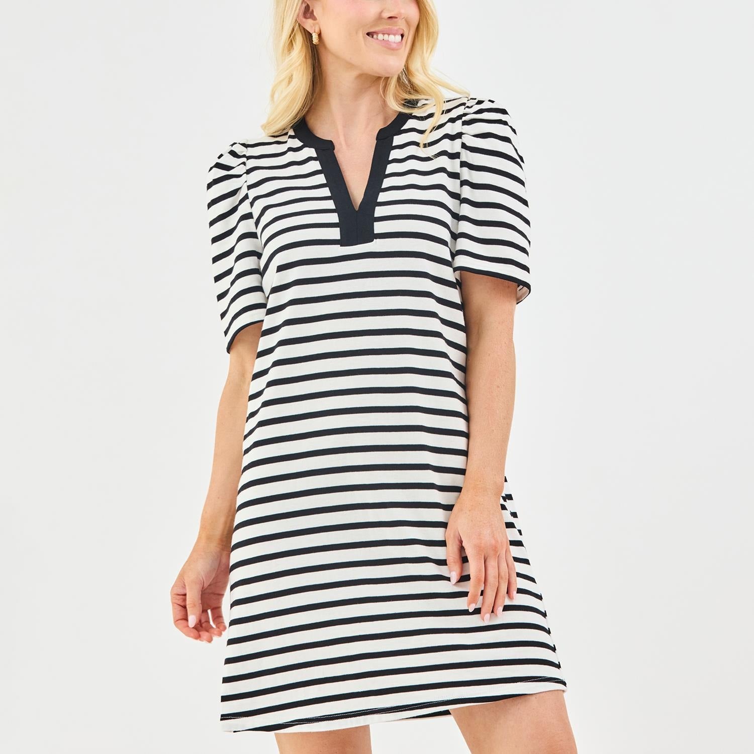 Mary Square Adelyn Dress In Black & White