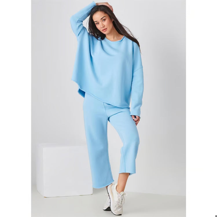 Charlie Paige Cotton French Fleece Pullover In Light Blue *COMING SOON*
