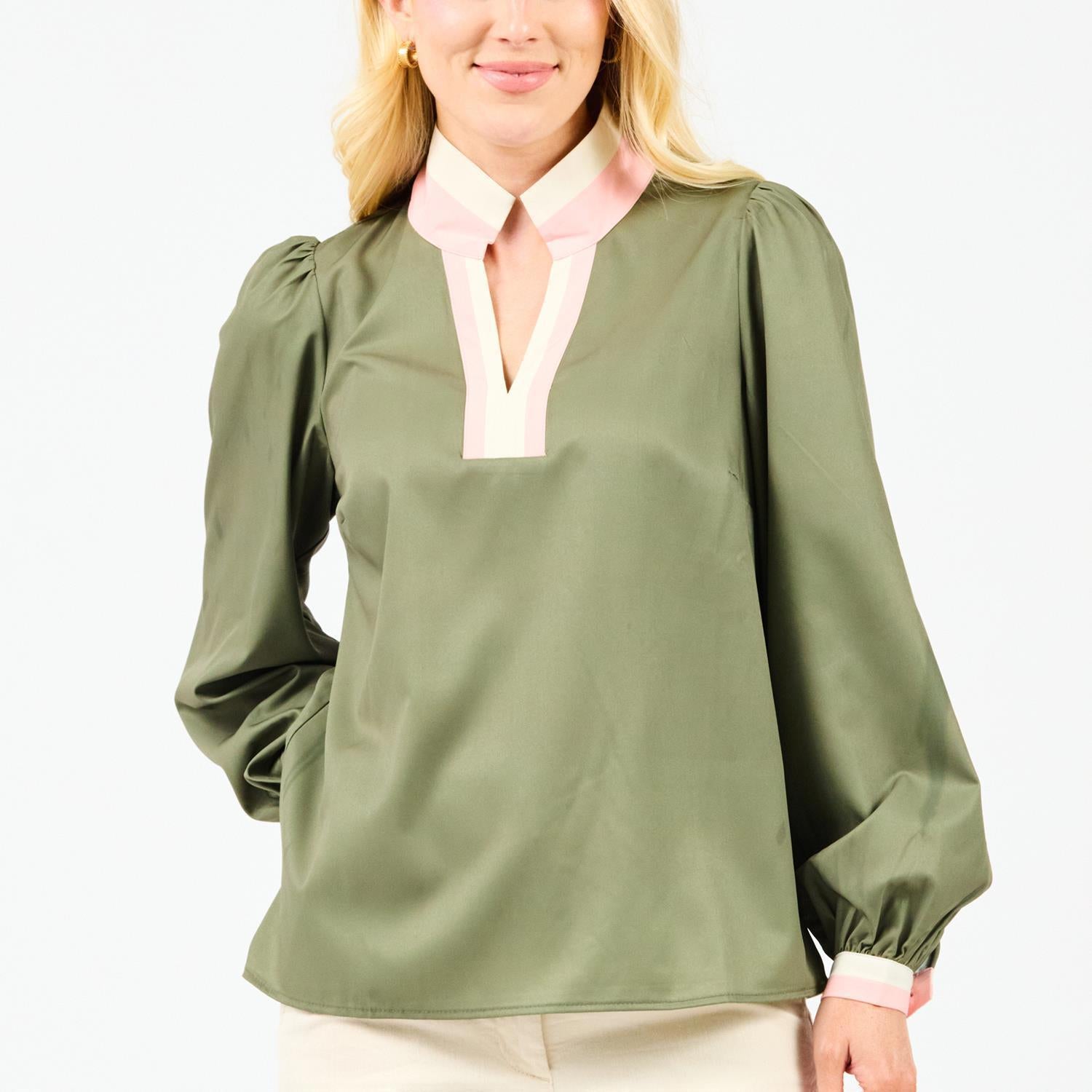 Mary Square Tricia Long Sleeve Top In Fern