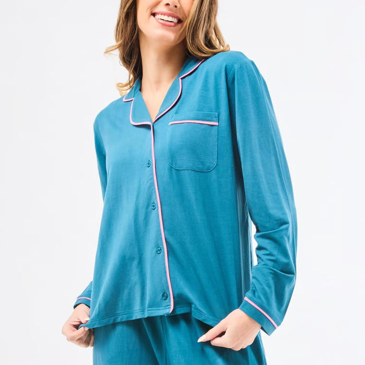 Mary Square Charlotte Teal Pants Lounge Set