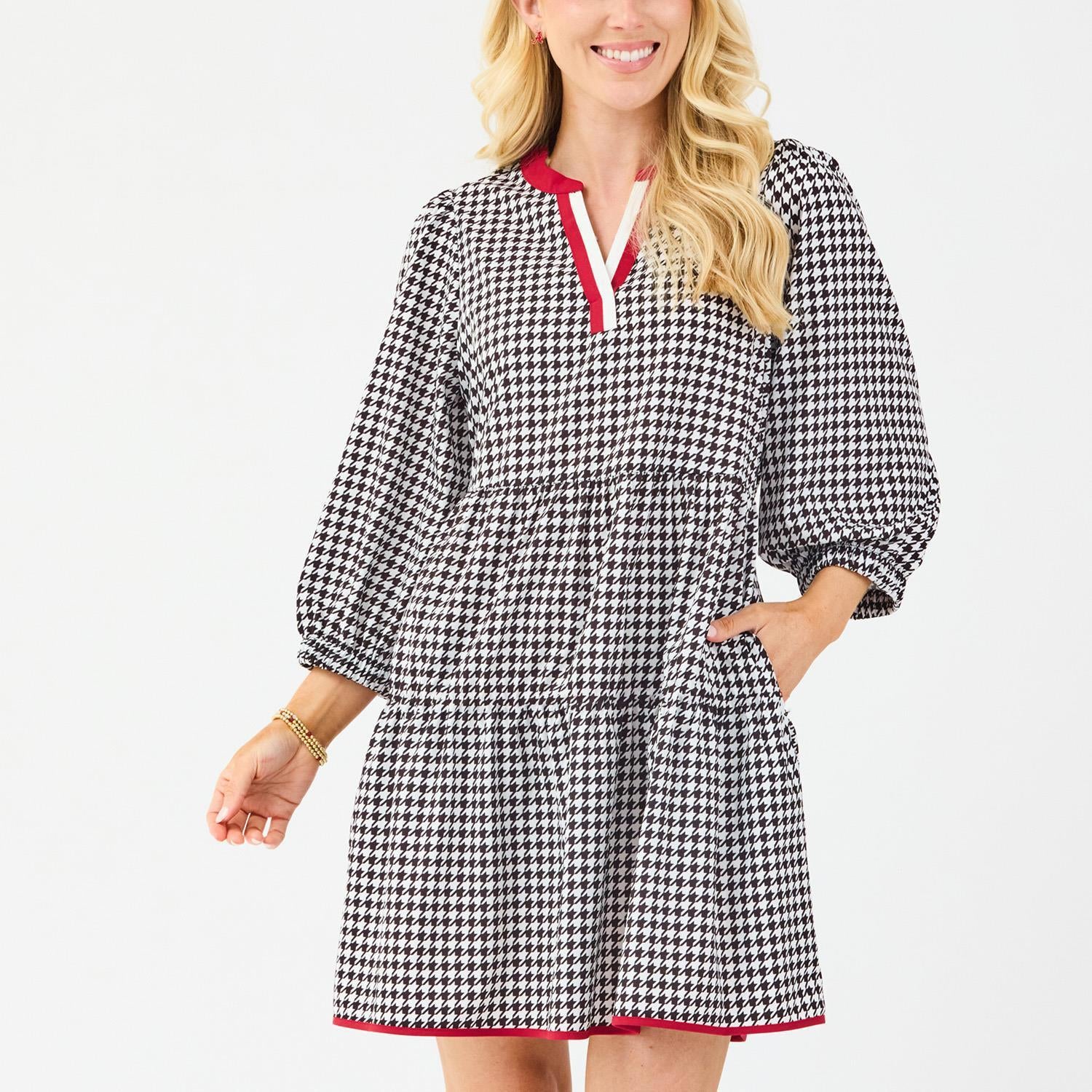 Mary Square Cooper Houndstooth Dress *COMING SOON*