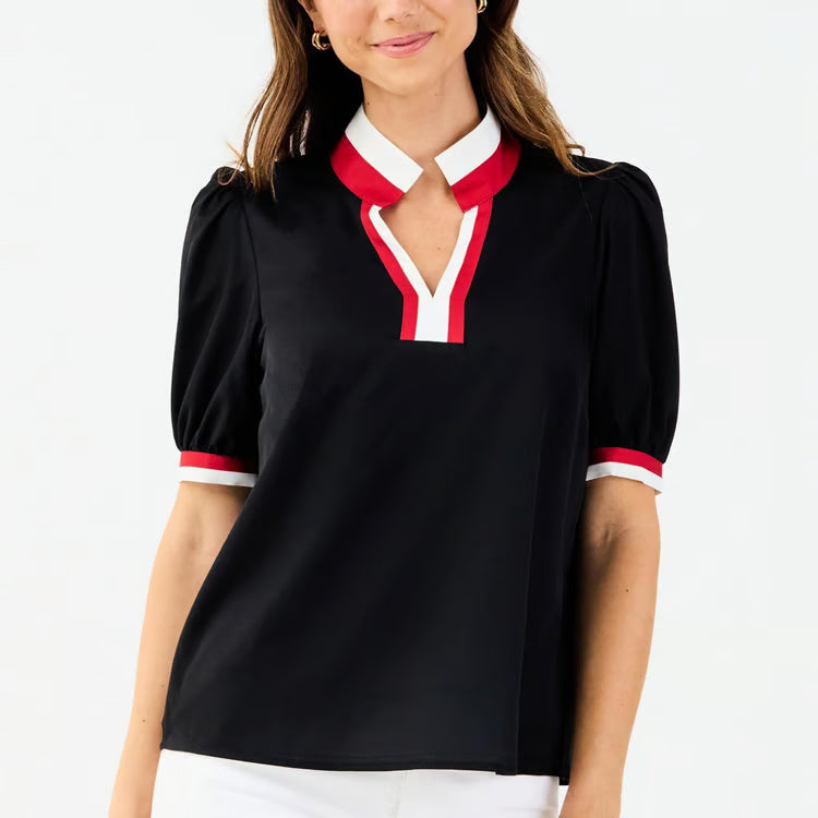 Mary Square Tricia Top In Black & Red *COMING SOON*