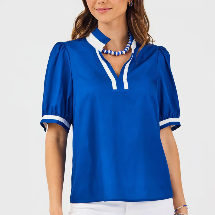 Mary Square Tricia Top In Blue & White *COMING SOON*