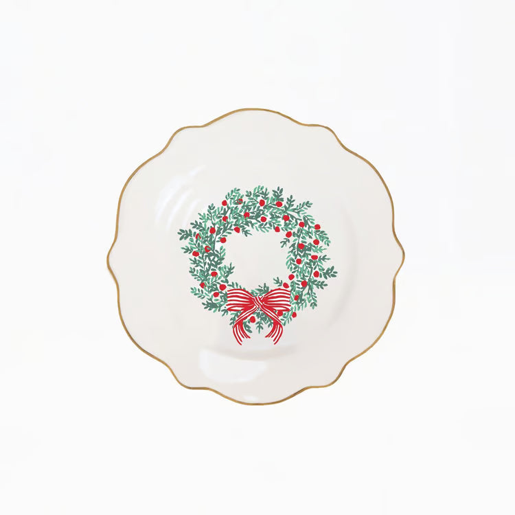 Mary Square Wreath & Ribbon Appetizer Plate