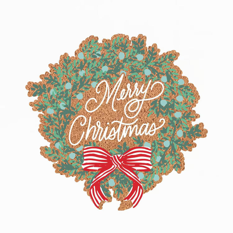 Mary Square Door Mat In Merry Christmas Wreath