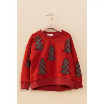 Oddi- Kids Washed Christmas Tree Patch Sweatshirts