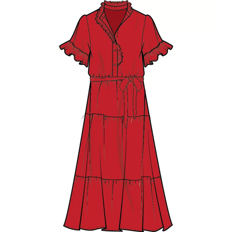 Mary Square Kate Dress In Festive Red