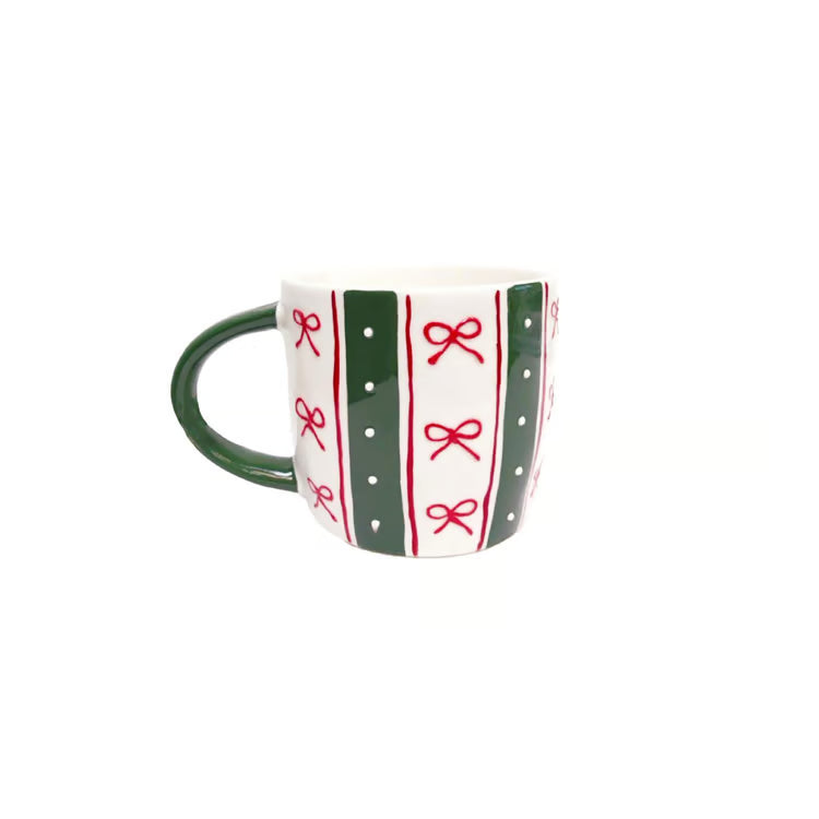 Mary Square Sculpted Mug In Peppermint Stripe