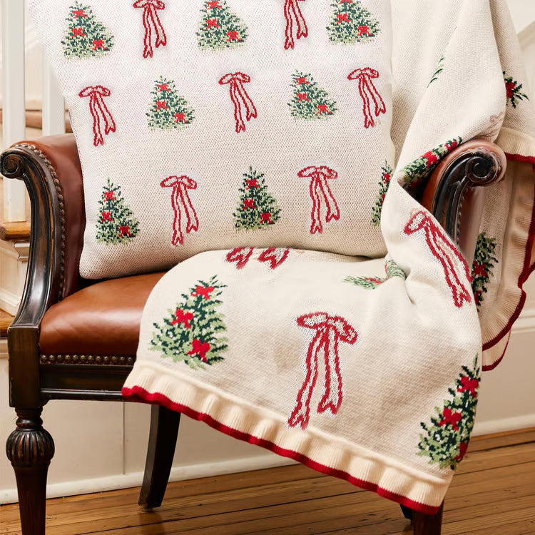 Mary Square Traditional Trees Throw Blanket