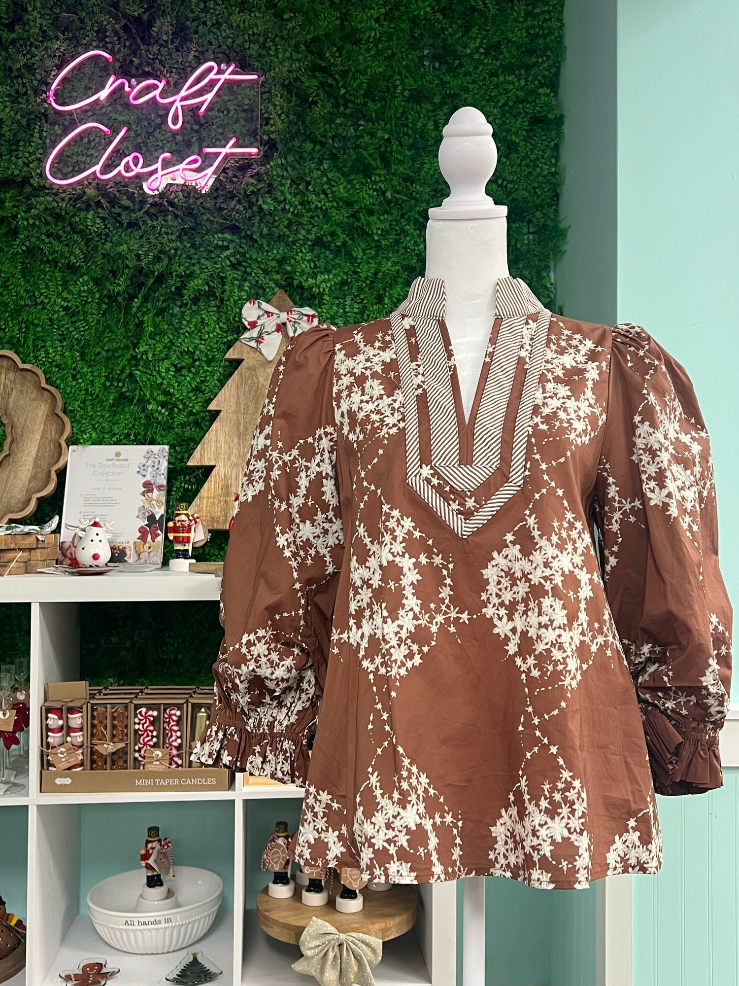 Entro Caftan Top With 3/4 Sleeves In Brown