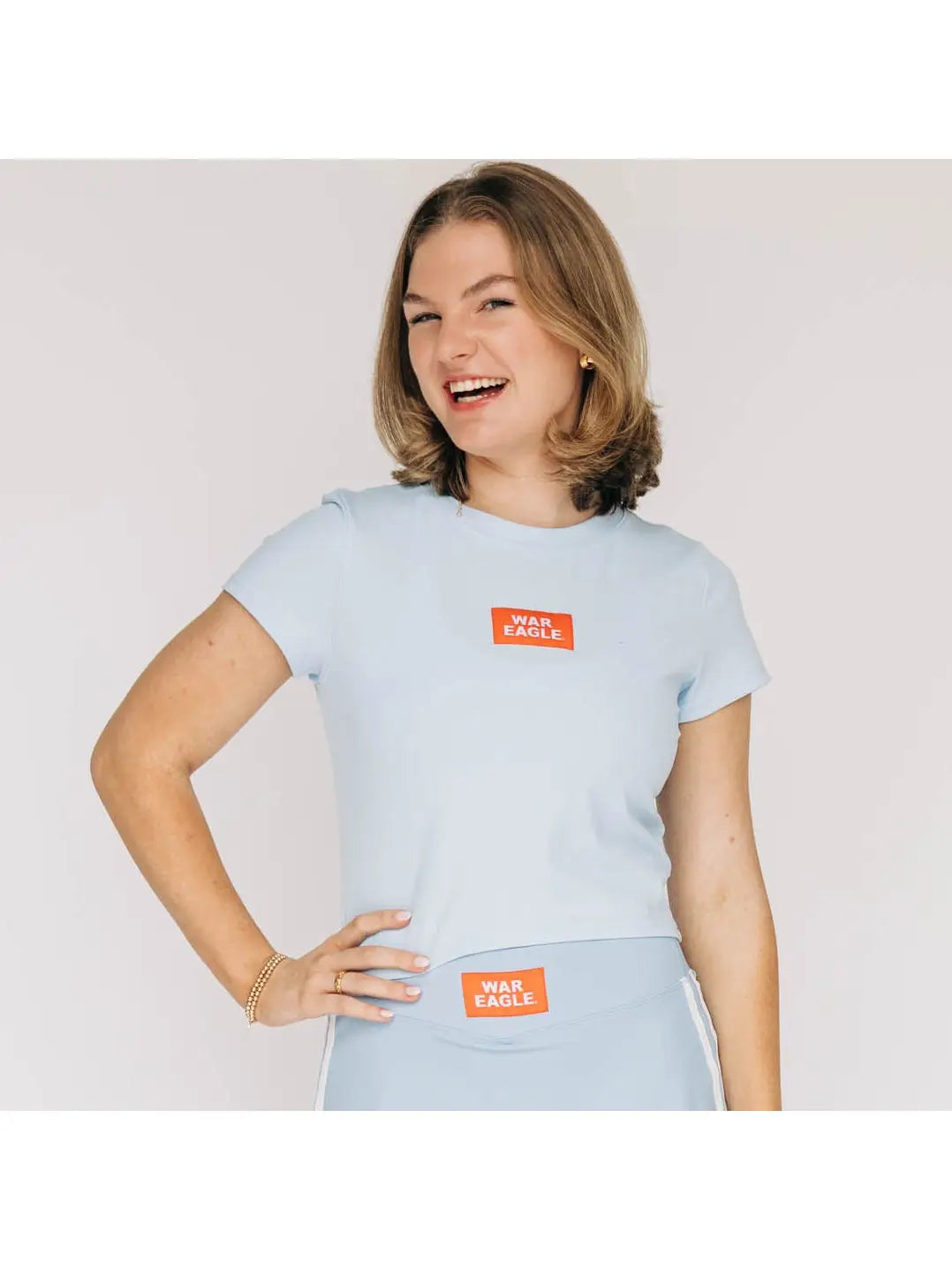 Ribbed Baby Tee War Eagle Woven Label | Light Blue