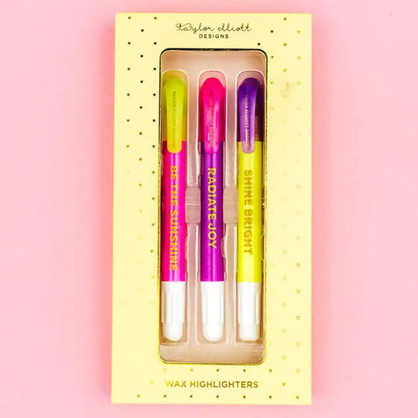 Wax Highlighter Set - Motivational - Asst Clrs - 3 Piece Set