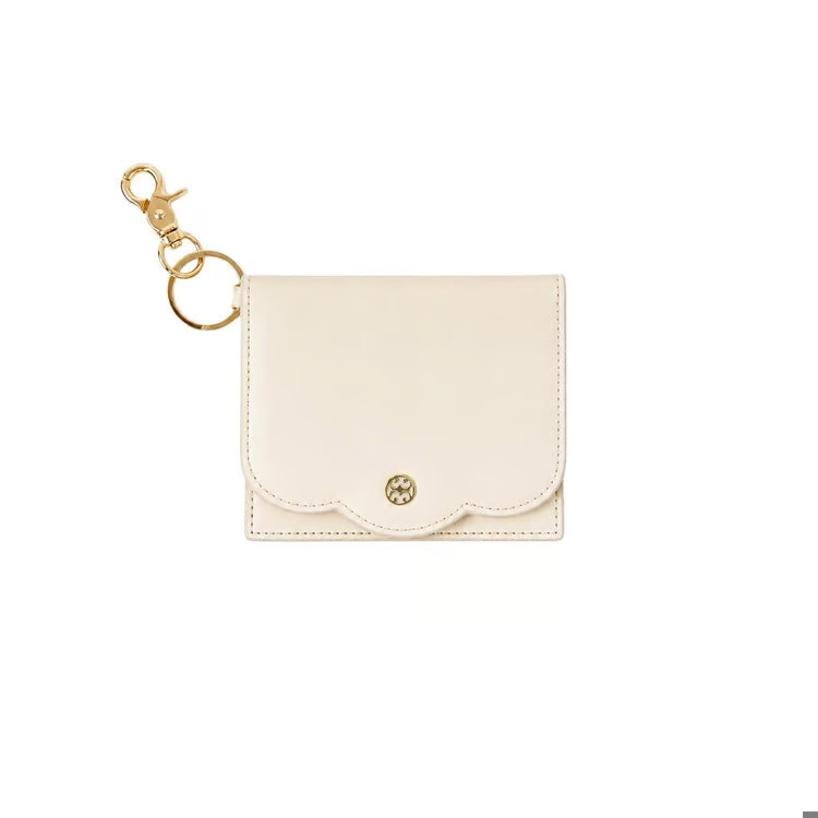 Mary Square Scalloped ID Wallet In Cream