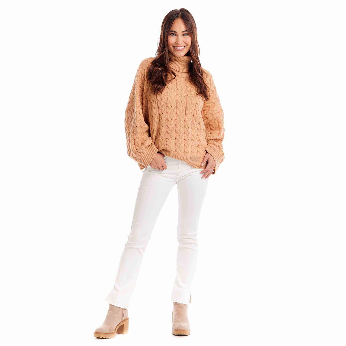 Mudpie- Tan Radley Cable Knit Sweater 