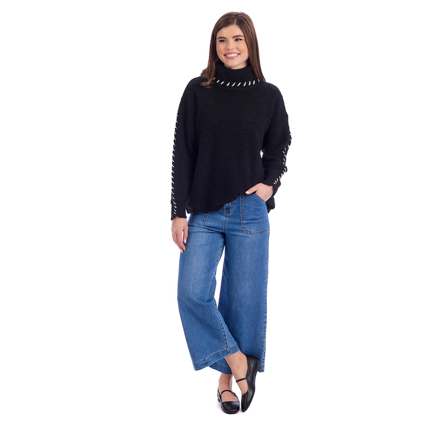 Mudpie- Black Fallon Contrast Sweater  