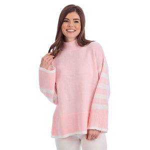 Mudpie- Pink Costner Striped Sweater (One-Size) #80140124