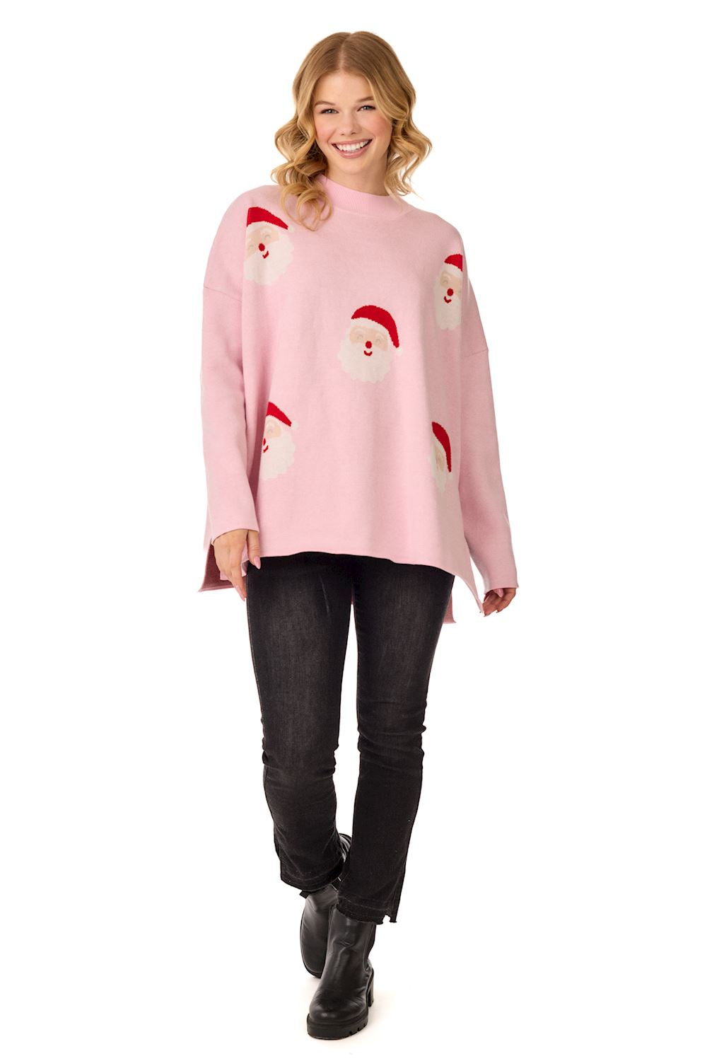 Mudpie- Pink Holiday Jacquard Sweater 