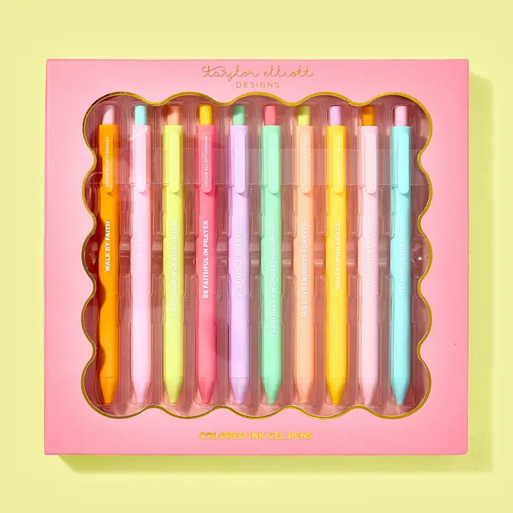 Gel Pen Set - Motivational - Faith - Asst Colors - 10 Pc Set