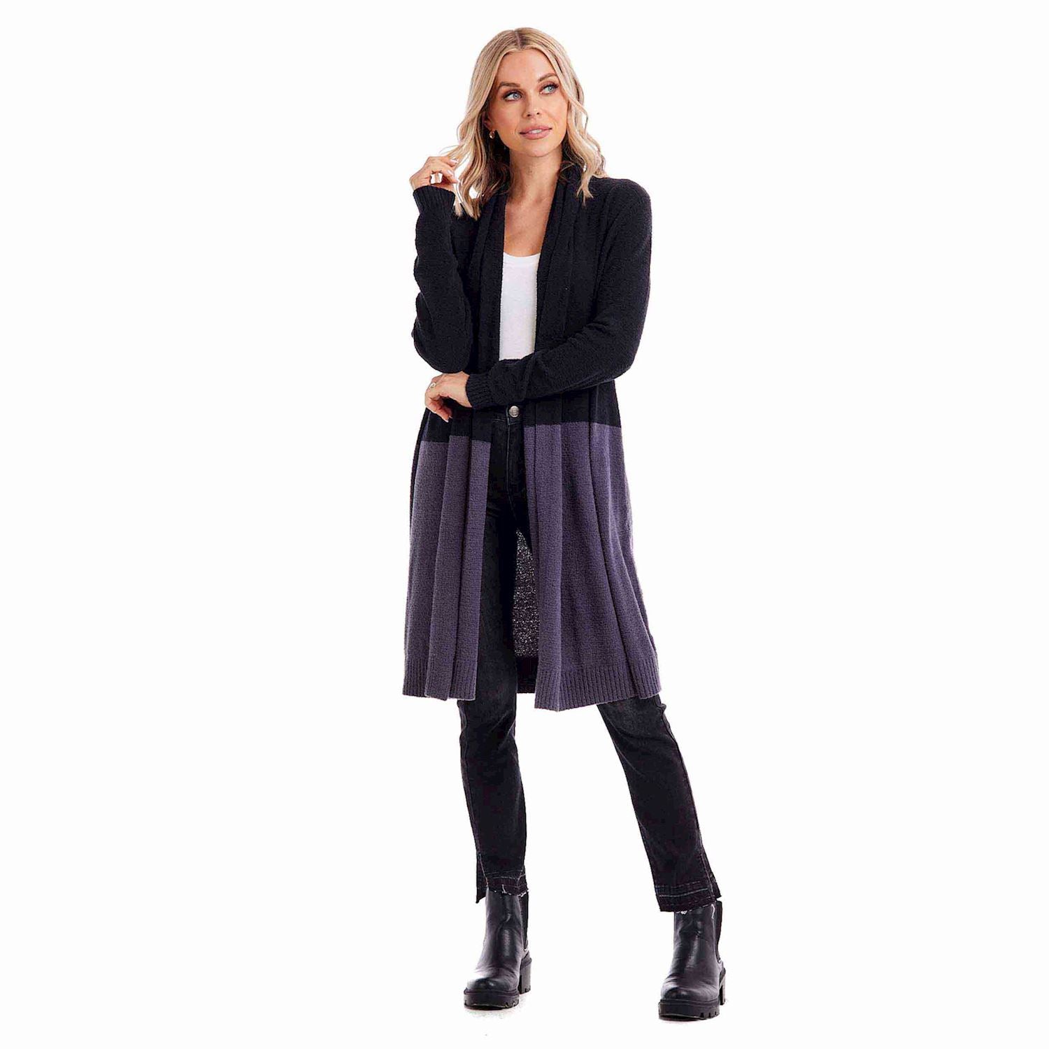 Mudpie- Black Pip Color-Block Cardigan 