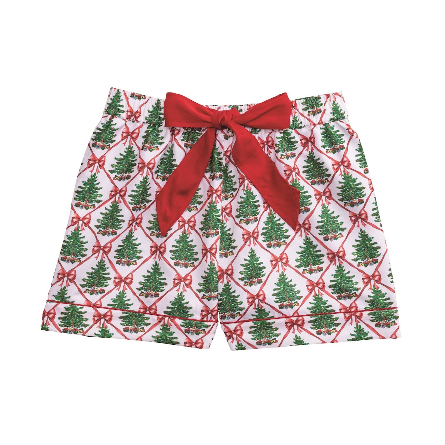 Mudpie- Tree Lattice Bow Pajama Shorts 