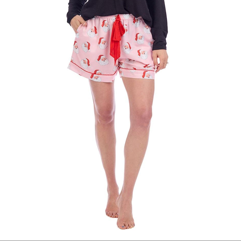 Mudpie- Santa Holiday Pajama Shorts 