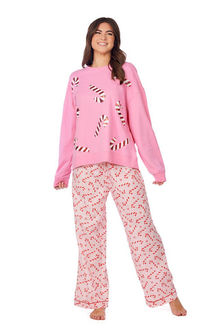 Mudpie- Pink Candy Cane Pajama Pants #82190009