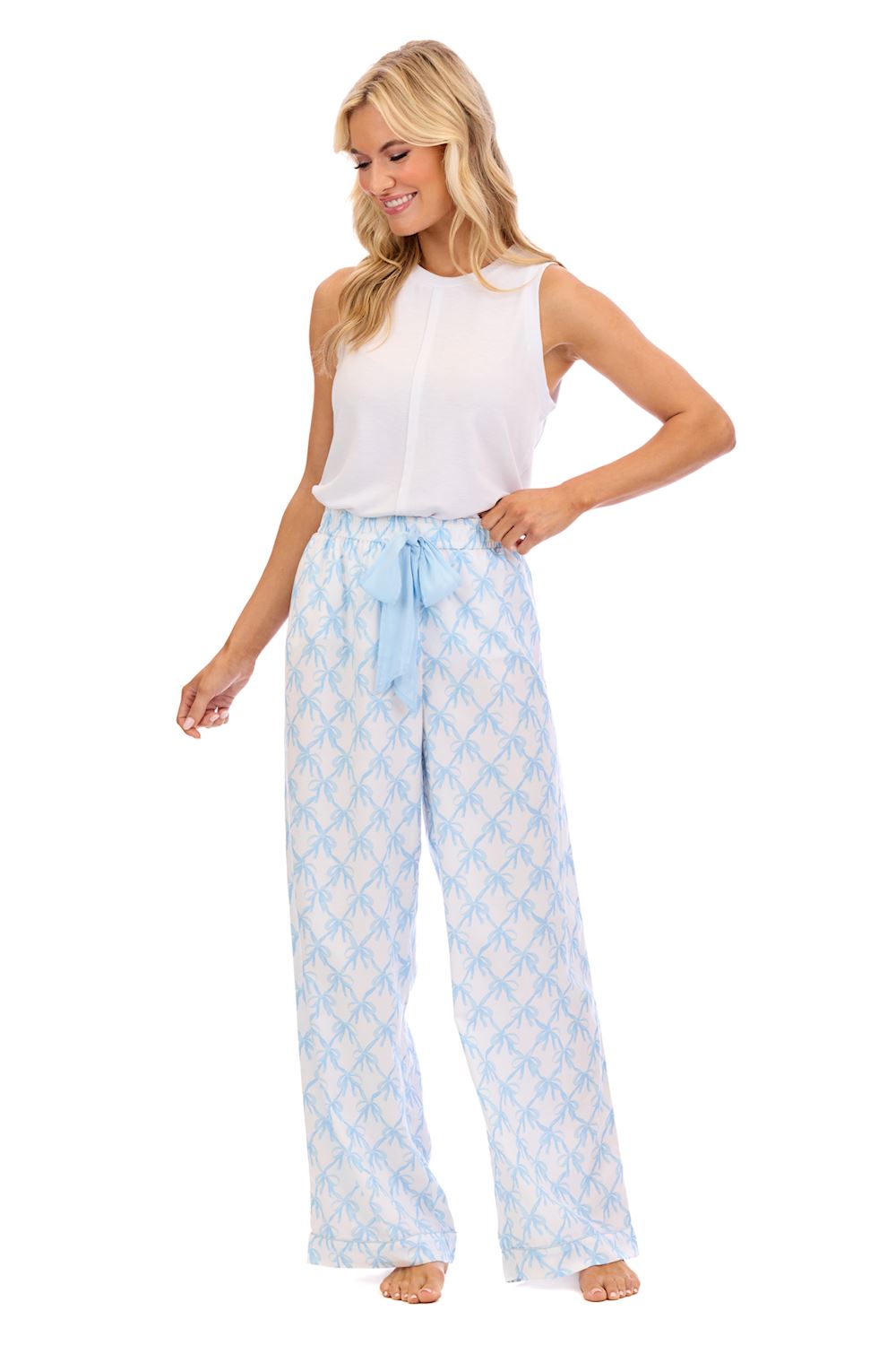 Mudpie- Blue Bow Pajama Pants 