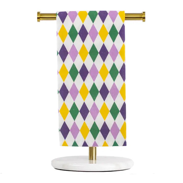 Mardi Gras Harlequin Hand Towel White/Multi 20x28
