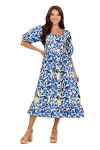 Mudpie- Gentry Printed Midi Dress Blue #85000241