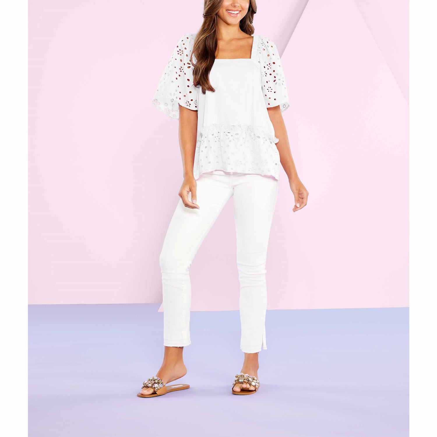 Mudpie-Kieran Eyelet Top 