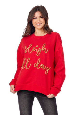 Mudpie-Red Sleigh All Day Sparkle Sweatshirt #85100204