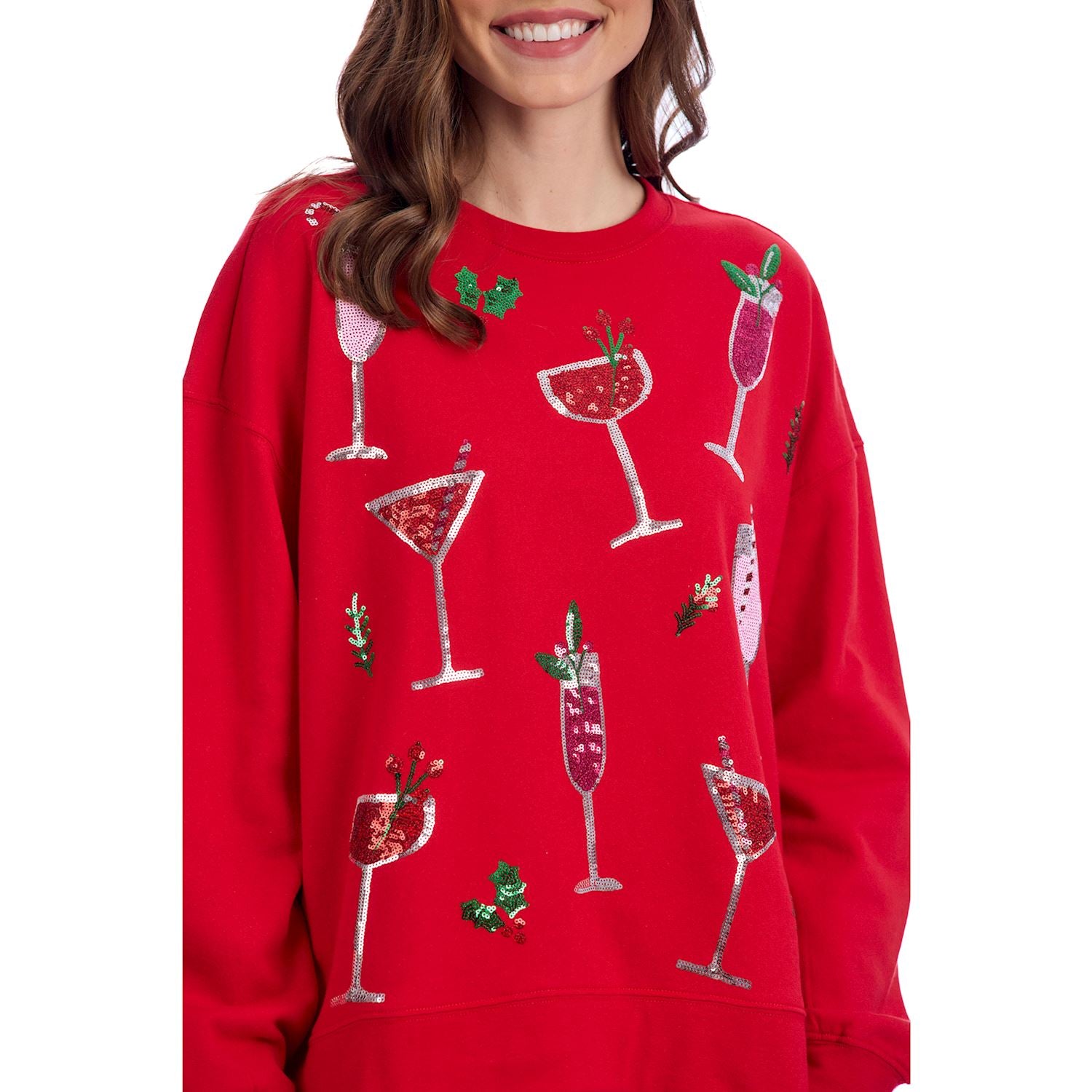 Mudpie- Red Holiday Sparkle Sweatshirt  #85100231
