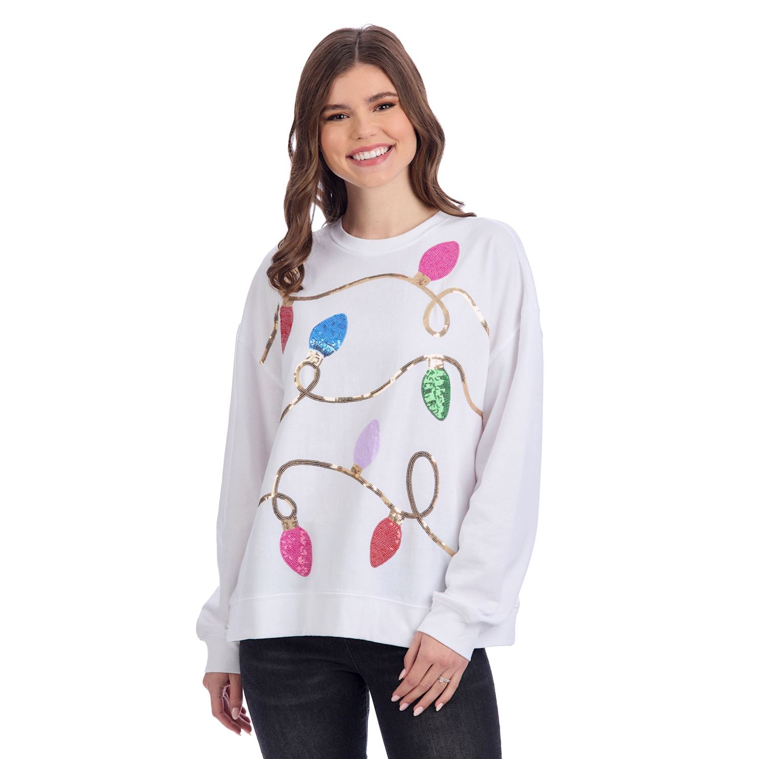 Mudpie- White Holiday Sparkle Sweatshirt 