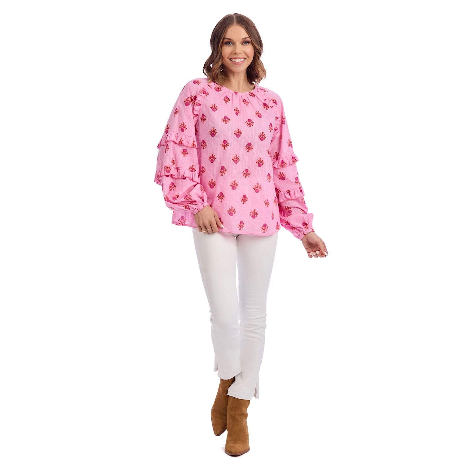 Mudpie- Pink Trenton Printed Top #85100233